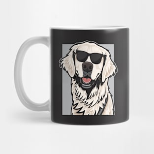 Smiling Cream Golden Retriever Wearing Glasses Mug